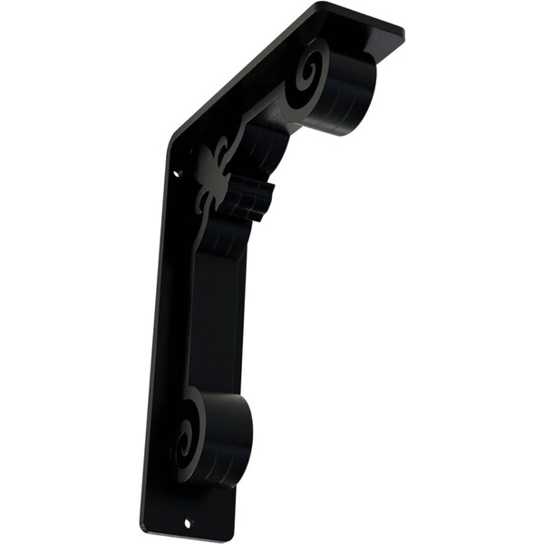 Ekena Millwork Fleur De Lis Wrought Iron Bracket, (Triple center brace), Powder Coated Black 2"W x 5 1/2"D x 8"H BKTM02X05X08TFL - main